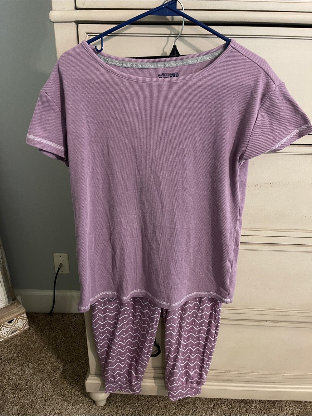 Muk Luks Lavender Ribbed Sleep Top